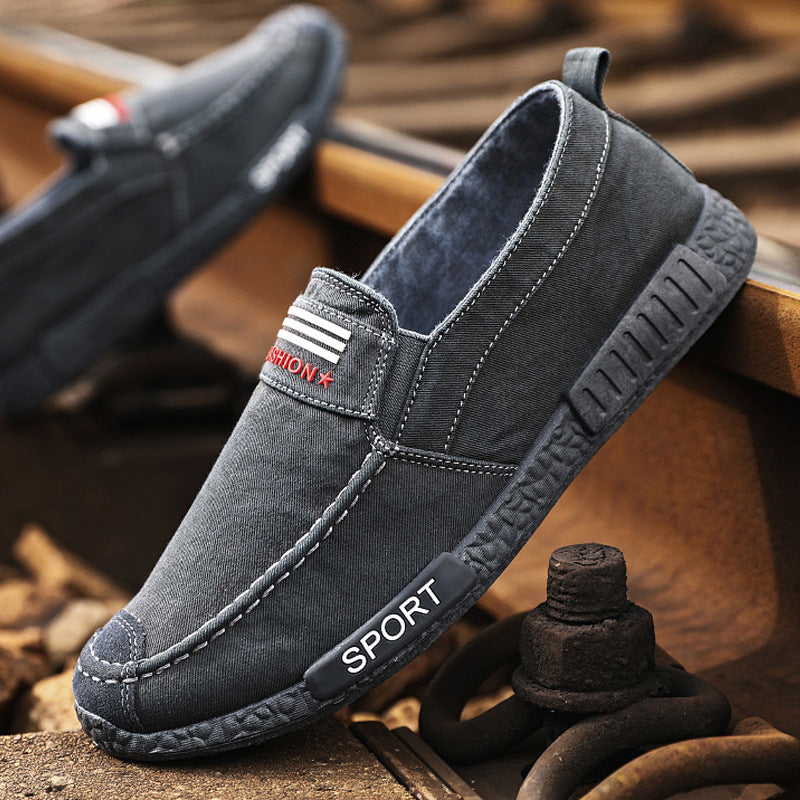 Men's Washed-Denim Canvas Shoes