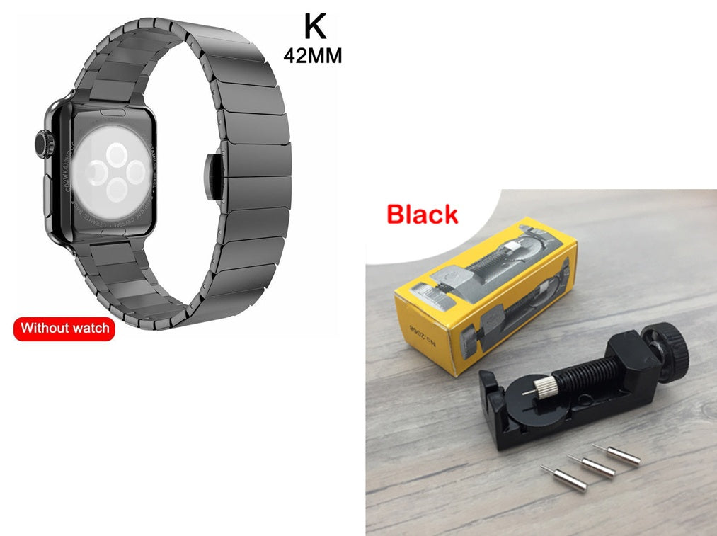 Metal Watch Strap with Butterfly Clasp