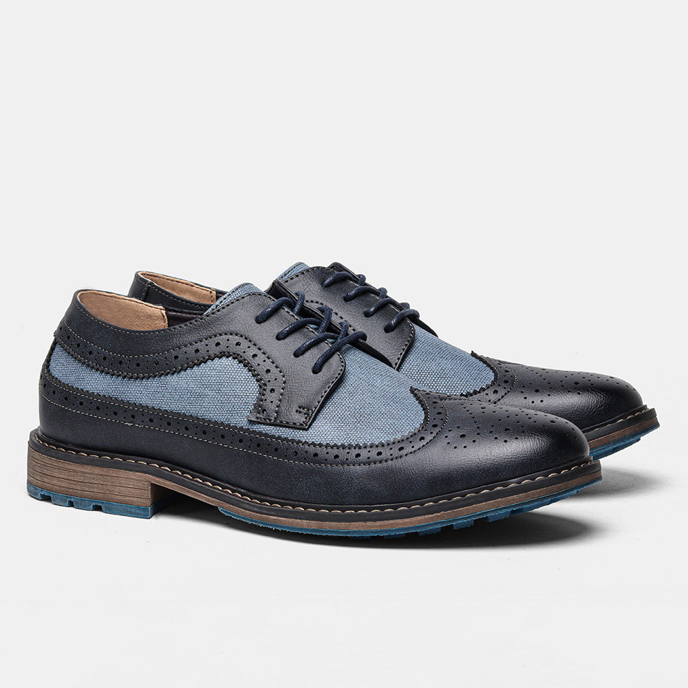Men's Colour-Block PU Brogue Shoes
