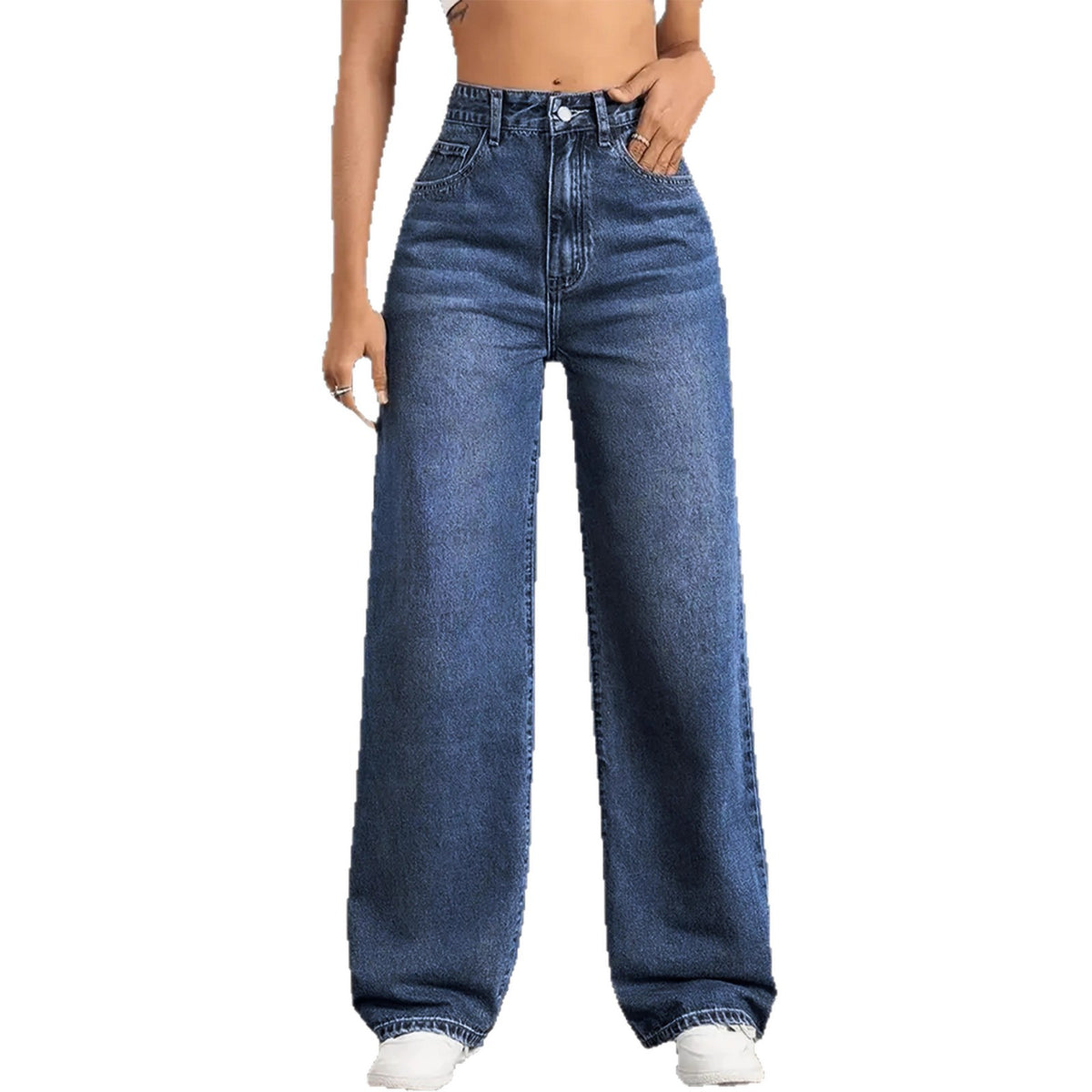 Women's Casual High-Waist Straight-Leg Jeans — product view