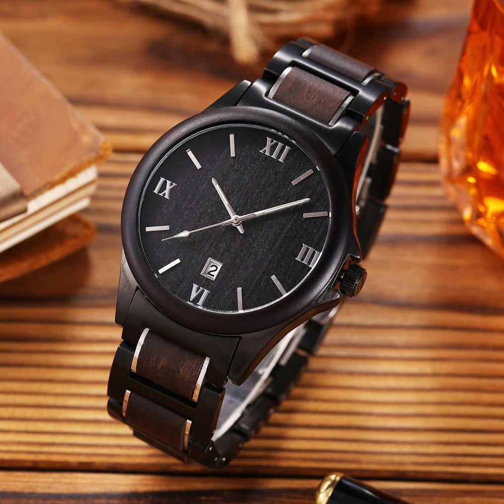 Men's Wood-Style Quartz Watch