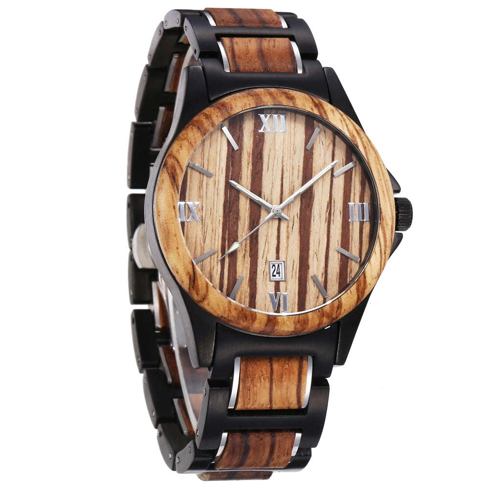 Men's Wood-Style Quartz Watch