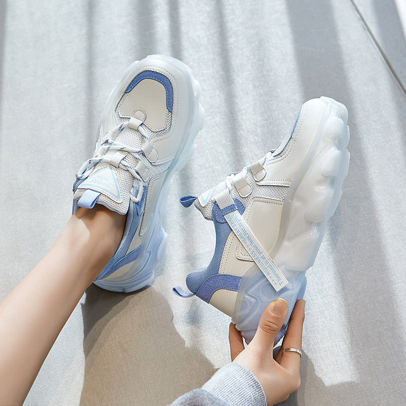 Women's Light-Blue Round-Toe Sneakers