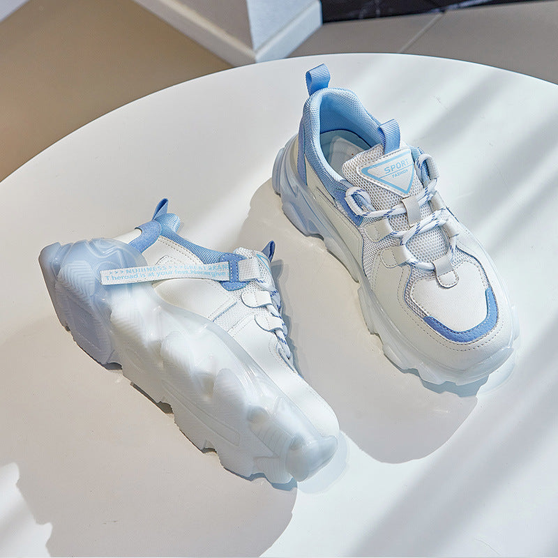 Women's Light-Blue Round-Toe Sneakers