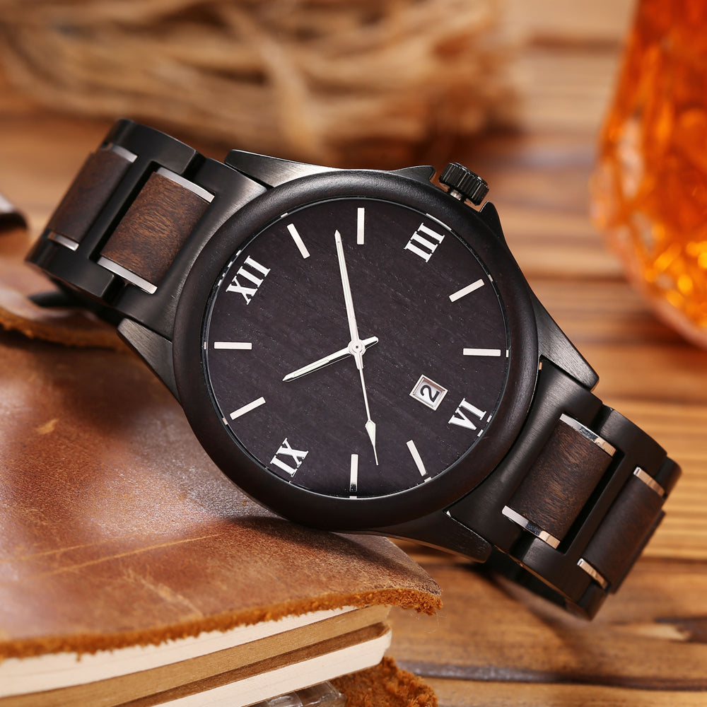 Men's Wood-Style Quartz Watch