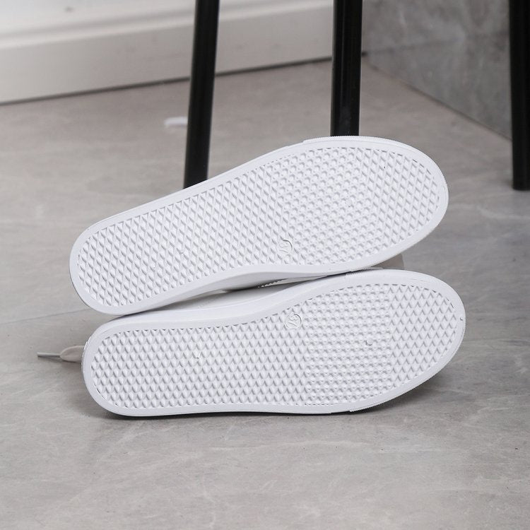 White Round-Toe Lace-Up Casual Shoes