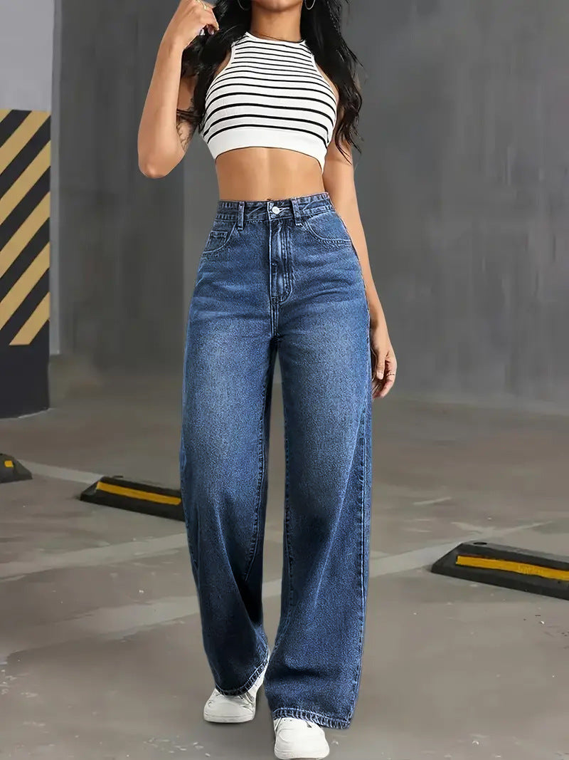 Women's Casual High-Waist Straight-Leg Jeans — product view