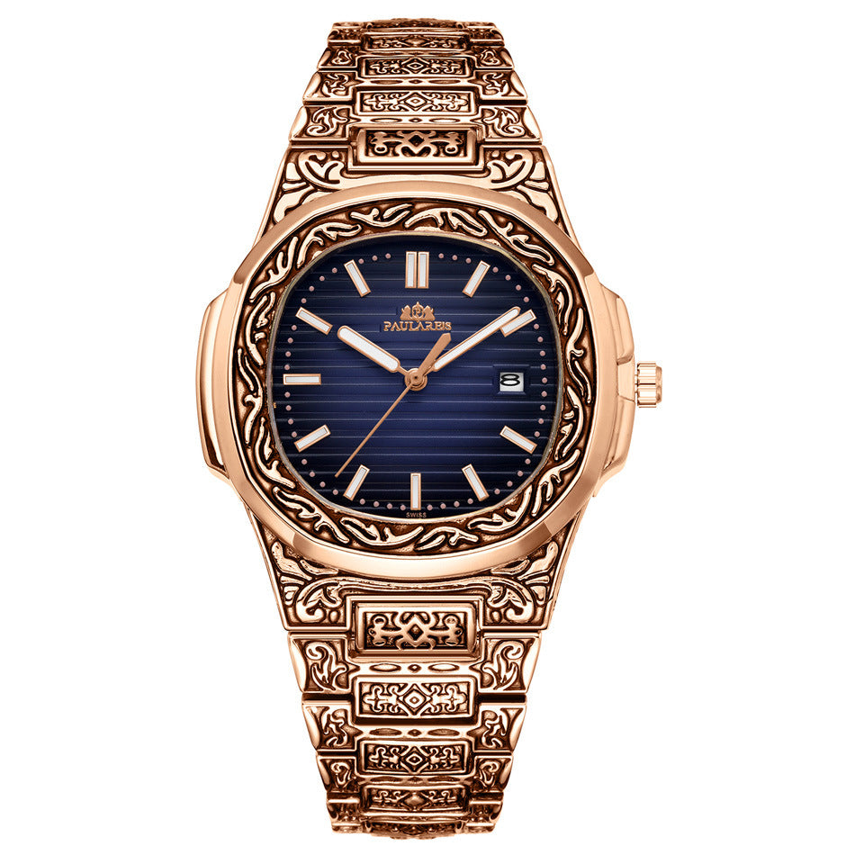 Men's Parrot-Design Calendar Quartz Watch