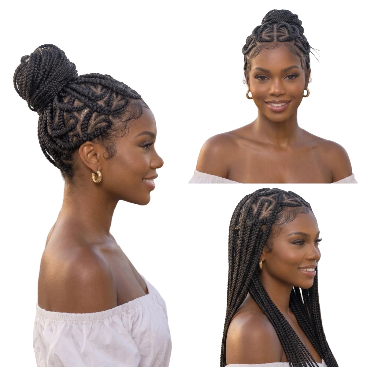 36'' Heart Braids Wig Synthetic Full Lace Braided Wig Knotless Box - OSASCO