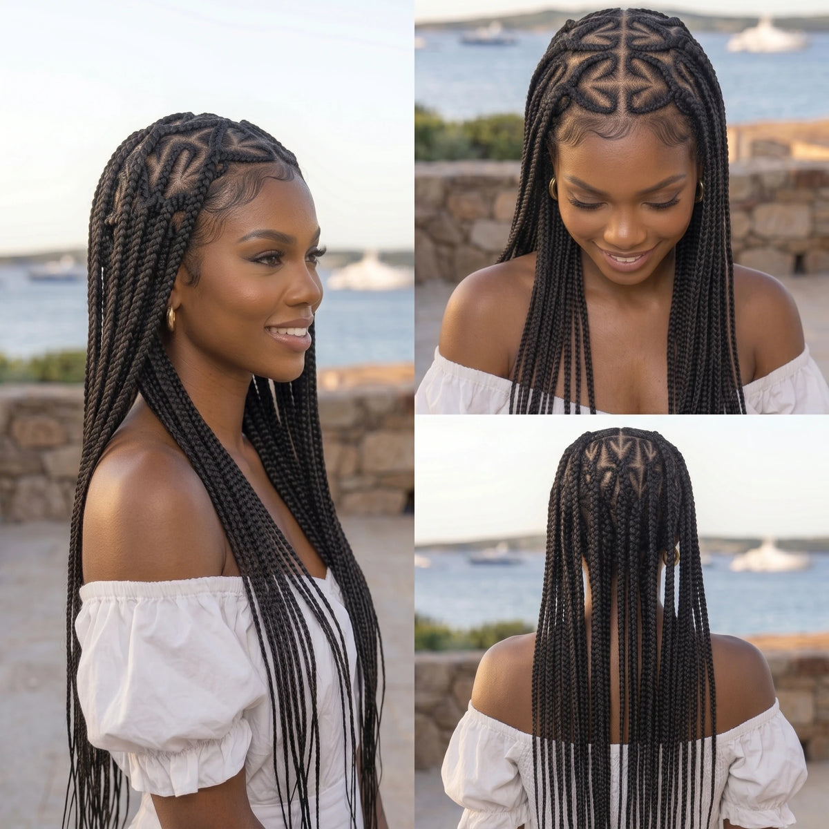 36'' Heart Braids Wig Synthetic Full Lace Braided Wig Knotless Box - OSASCO