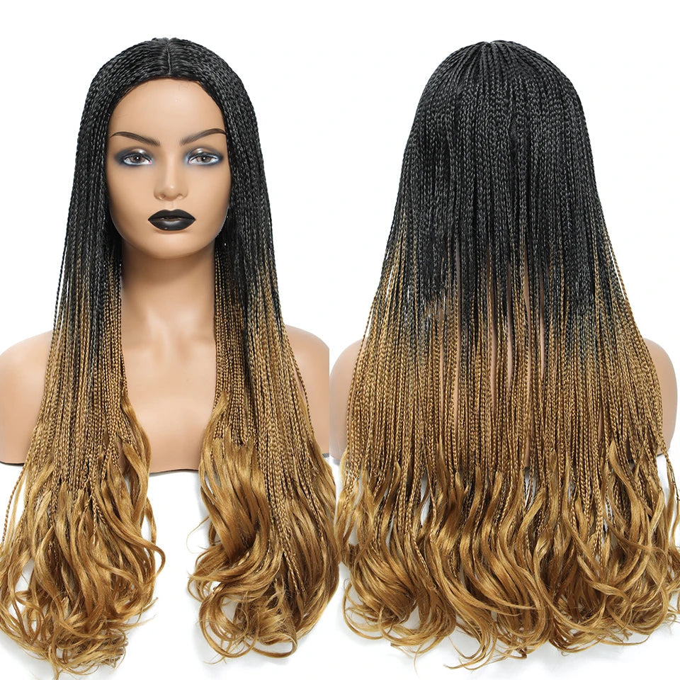 26 Inch Long Box Braid Wig with Curly End African Synthetic Braided - OSASCO