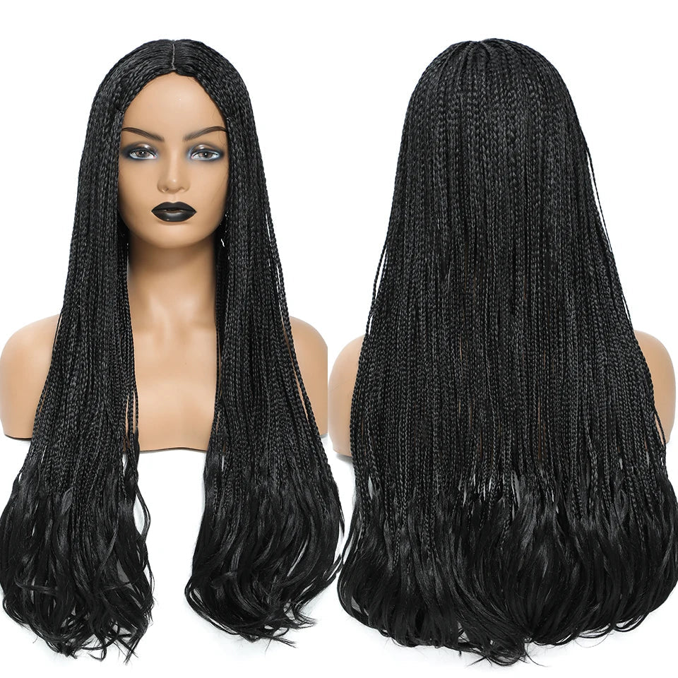 26 Inch Long Box Braid Wig with Curly End African Synthetic Braided - OSASCO