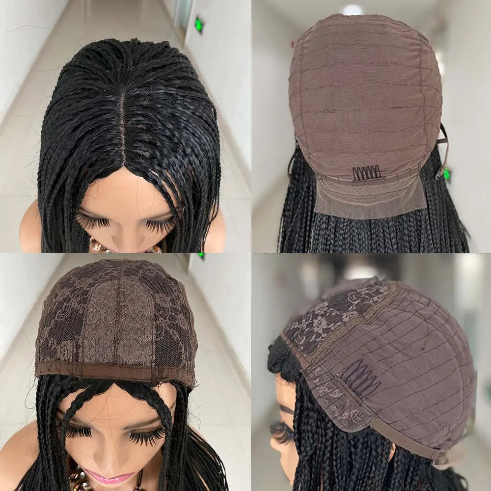 New Fashion Long Braided Wig Synthetic Box Braid Wig Wavy Weave Ombre - OSASCO