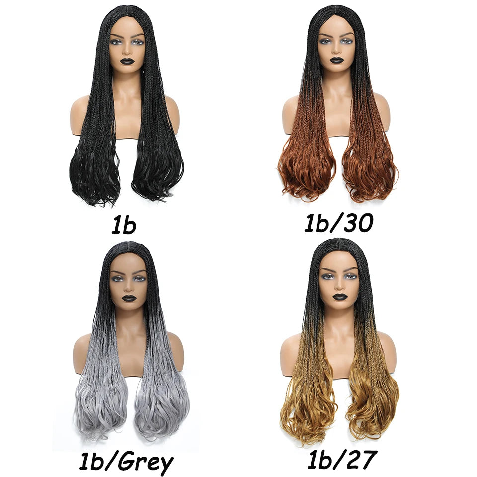 26 Inch Long Box Braid Wig with Curly End African Synthetic Braided - OSASCO