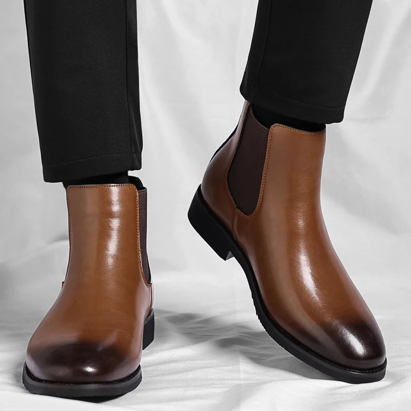 Men's Lined Faux-Leather Chelsea Boots