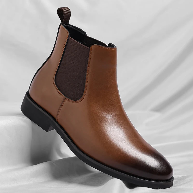 Men's Lined Faux-Leather Chelsea Boots