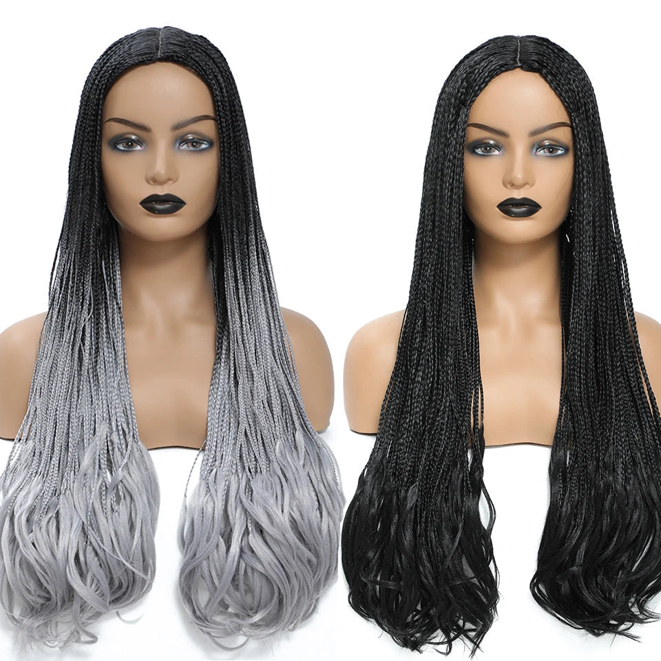 26 Inch Long Box Braid Wig with Curly End African Synthetic Braided - OSASCO