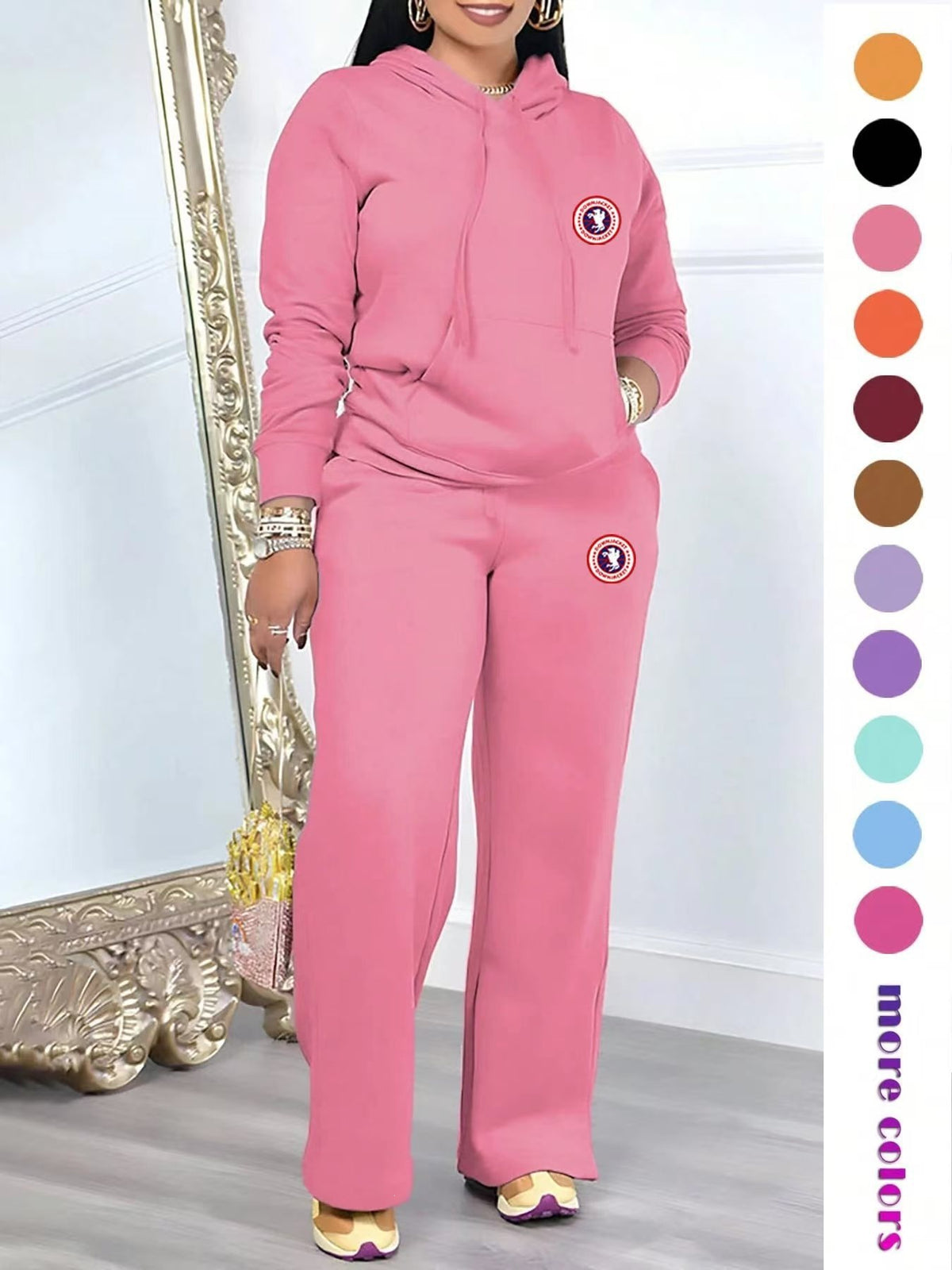 Graphic Hoodie and Casual Pants Set