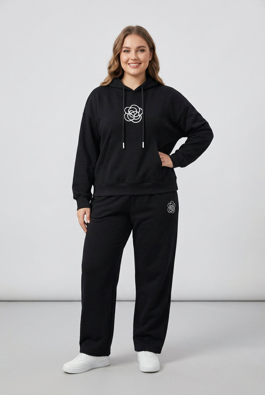 Graphic Hoodie and Casual Pants Set