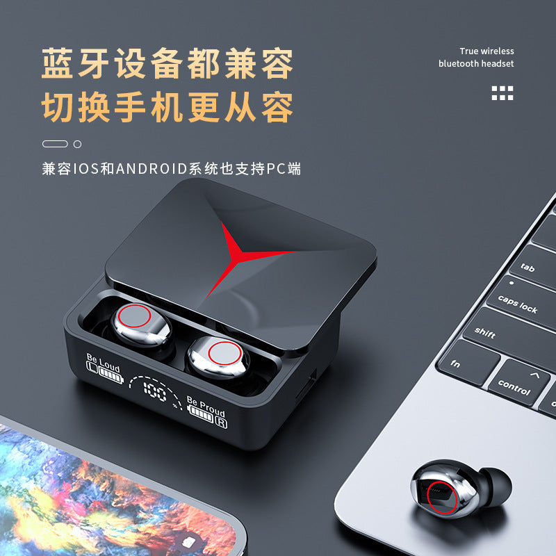 Cross-border exclusive M90 pro Bluetooth earbuds, in-ear transparent noise-cancelling true wireless mini sports Bluetooth earbuds