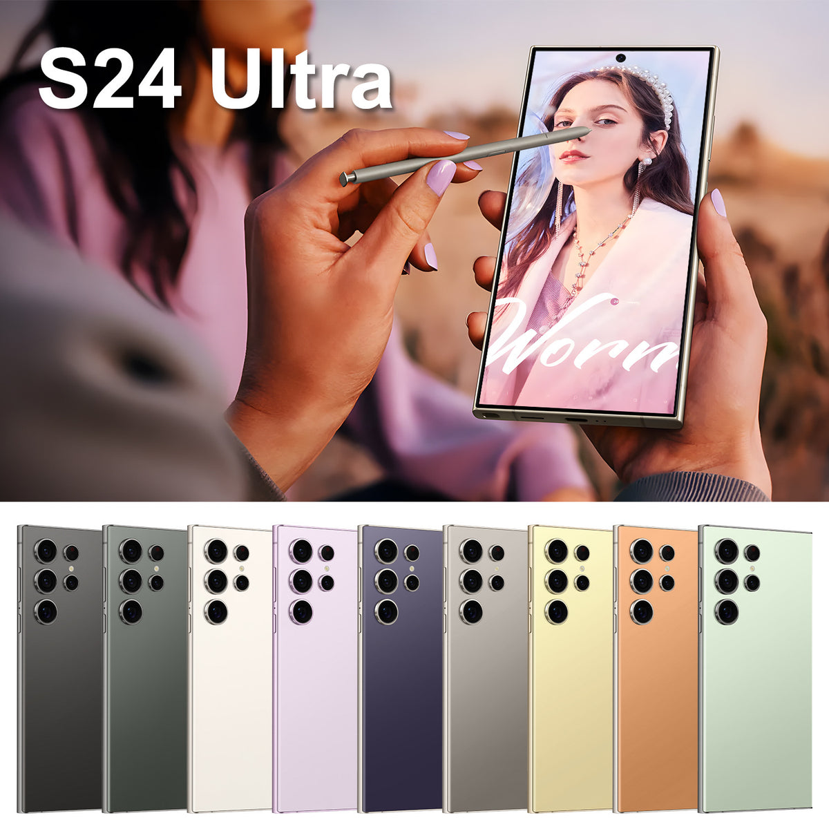 S24Ultra 7.3-Inch Android Smartphone with Built-In Stylus