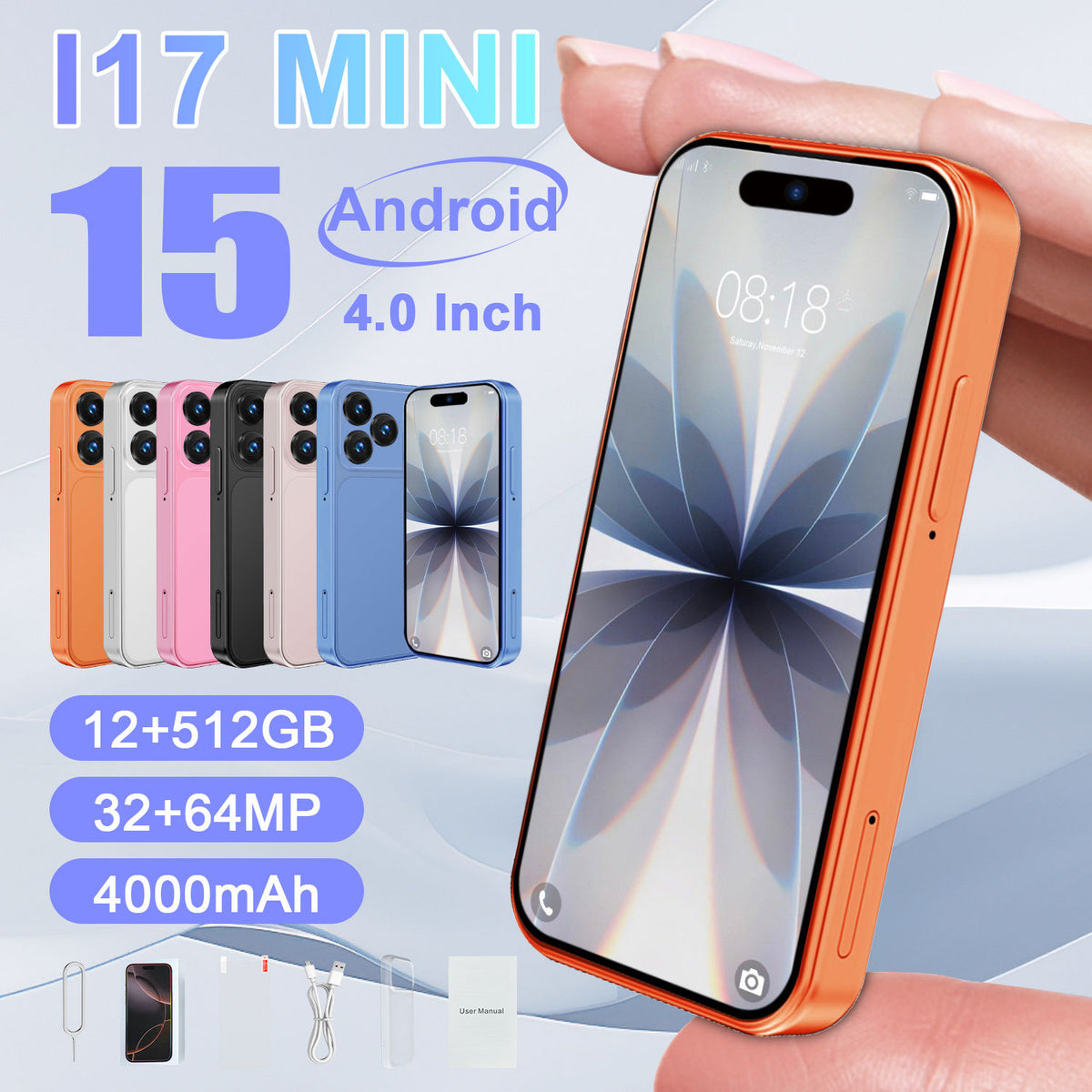i17mini 4.0-Inch Android Smartphone – Compact Colour Options