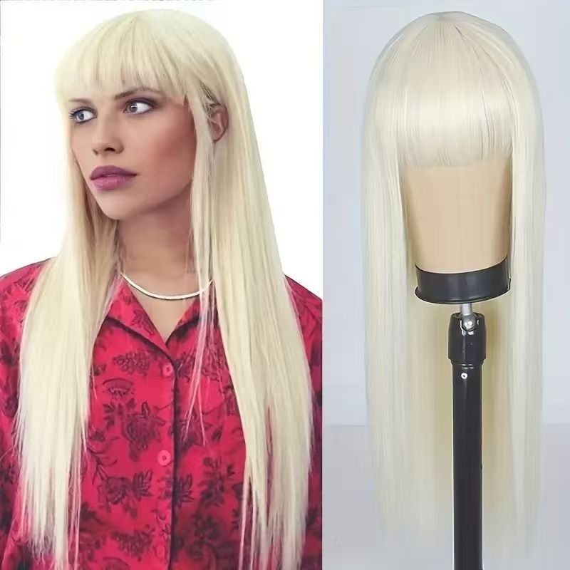 Long Straight Synthetic Wig with Centre Part