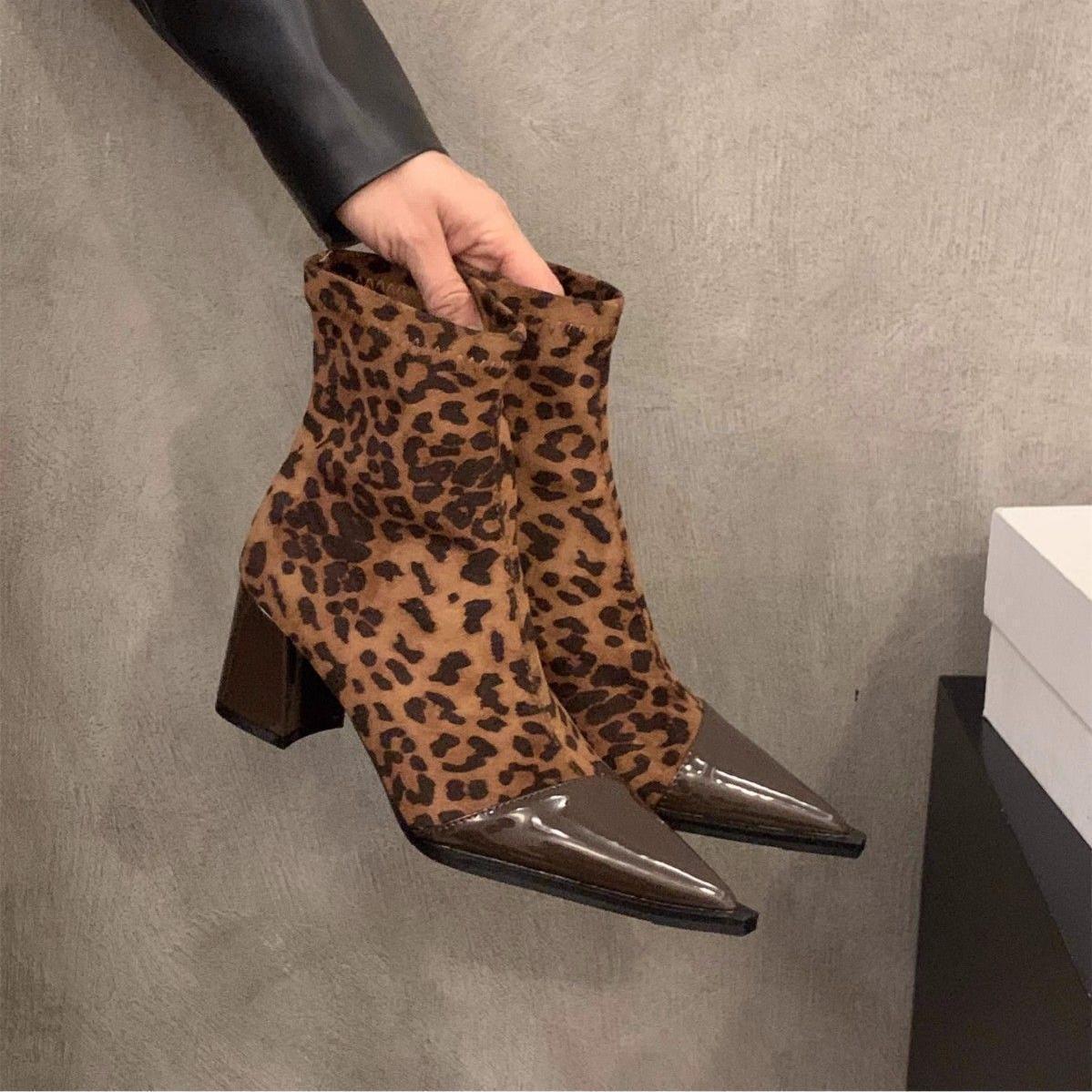 Women's Pointed-Toe Chunky Heel Ankle Boots