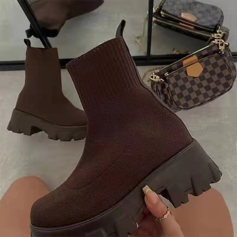 Women's Knit Slip-On Ankle Boots