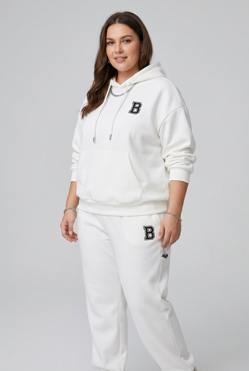 Graphic Hoodie and Casual Pants Set