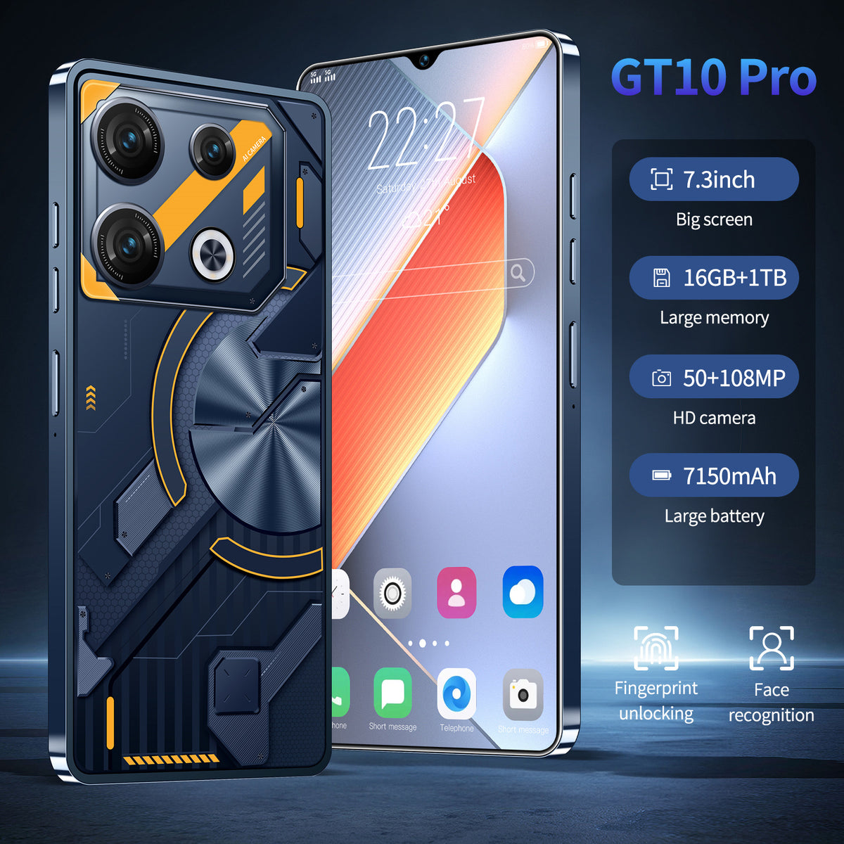 GT10 Pro 7.3-Inch Android Smartphone – Colour Options