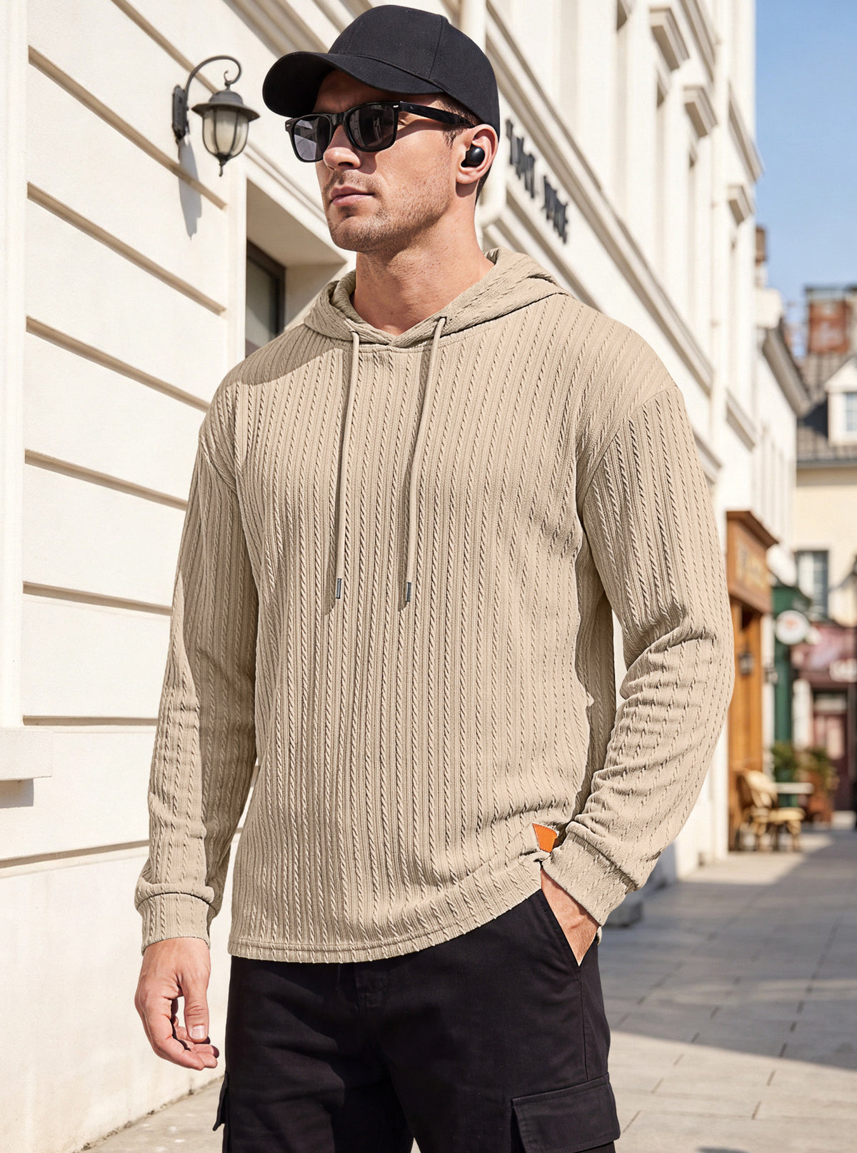 Men's Textured Henley Button-Neck Pullover