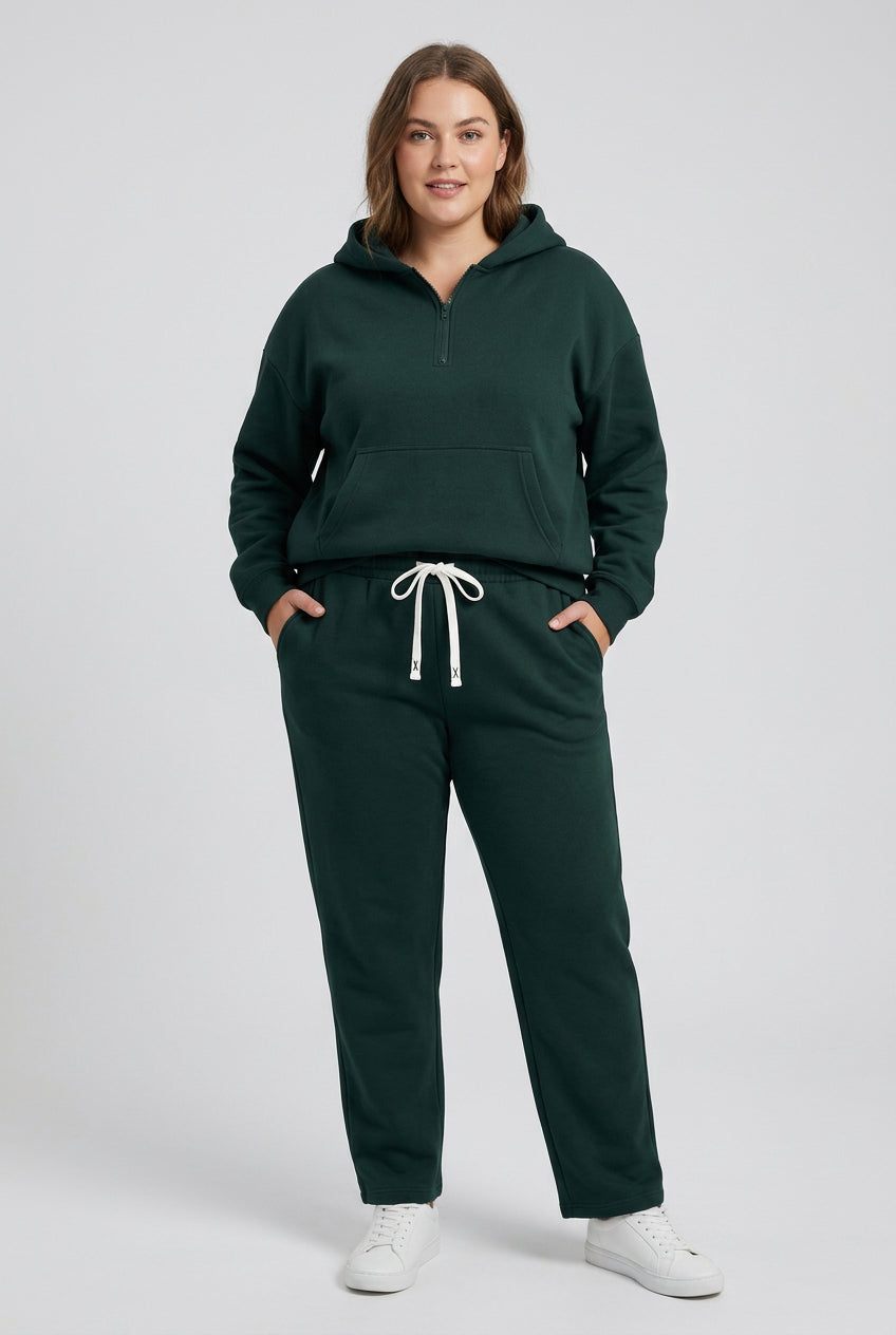 Women's Half-Zip Sweatshirt and Wide-Leg Pants Set