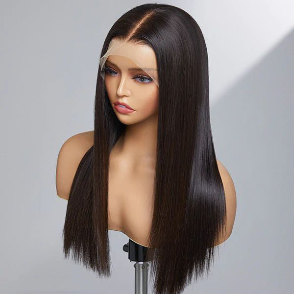 Middle-Part Long Straight Synthetic Lace Front Wig