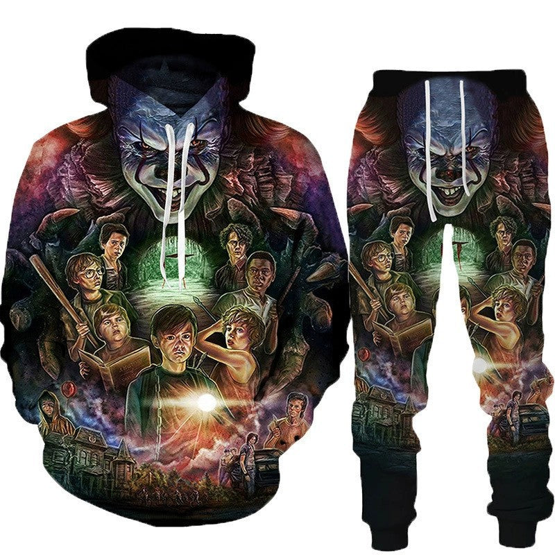 Men's Halloween Graphic Hoodie and Pants Set
