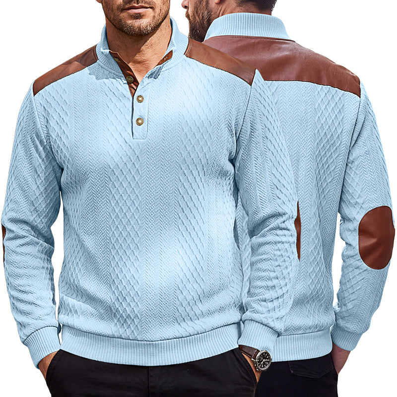 Men's Textured Panel Long-Sleeve Pullover