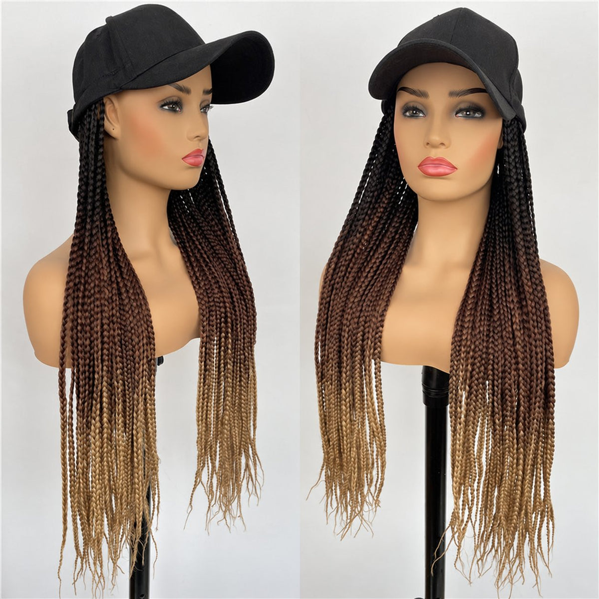 Three-Strand Braided Wig with Integrated Baseball Cap