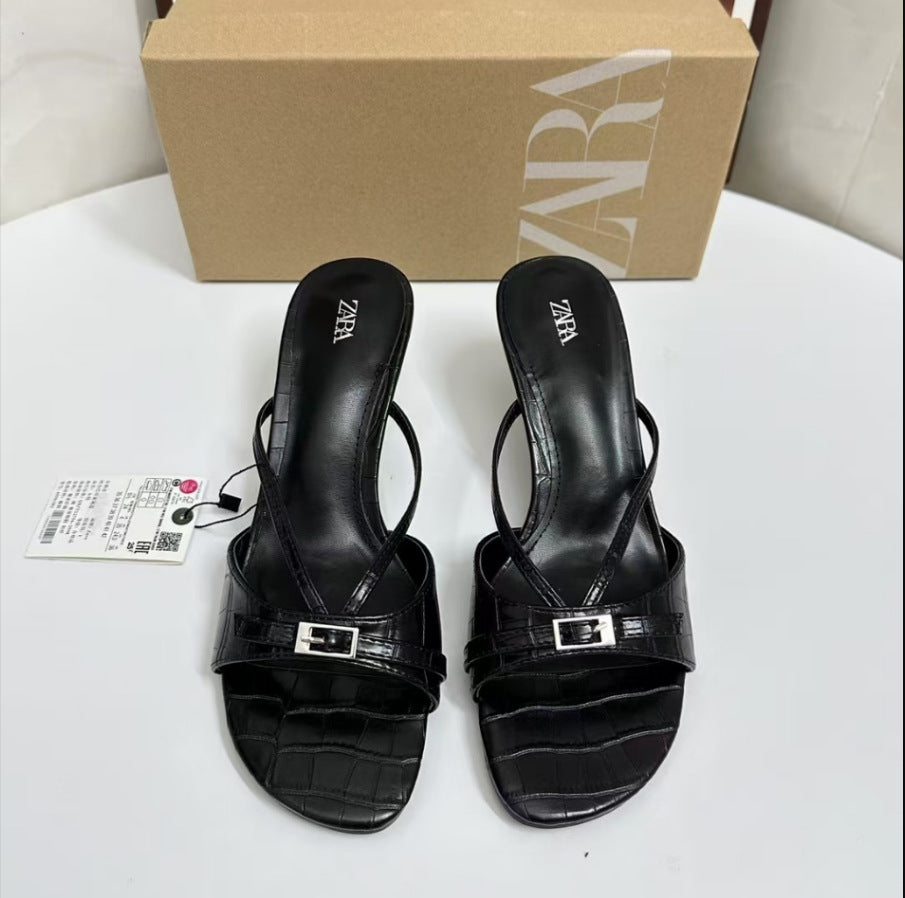 Women's Textured Thong Stiletto Sandals