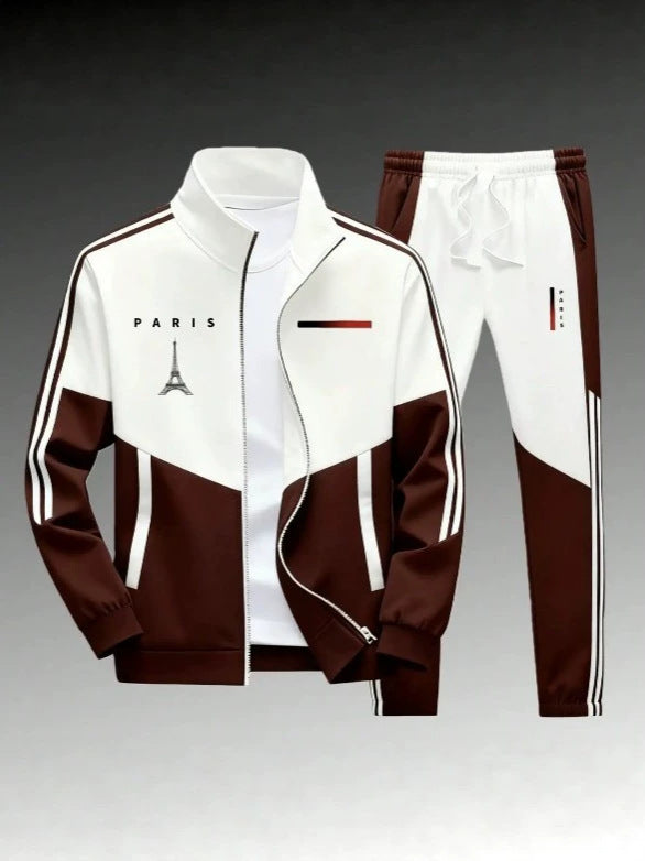 Men's Panel-Print Zip Jacket and Pants Set