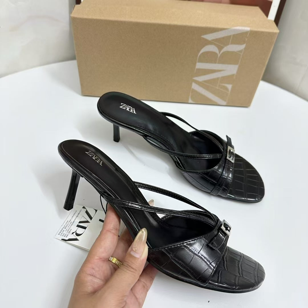 Women's Textured Thong Stiletto Sandals