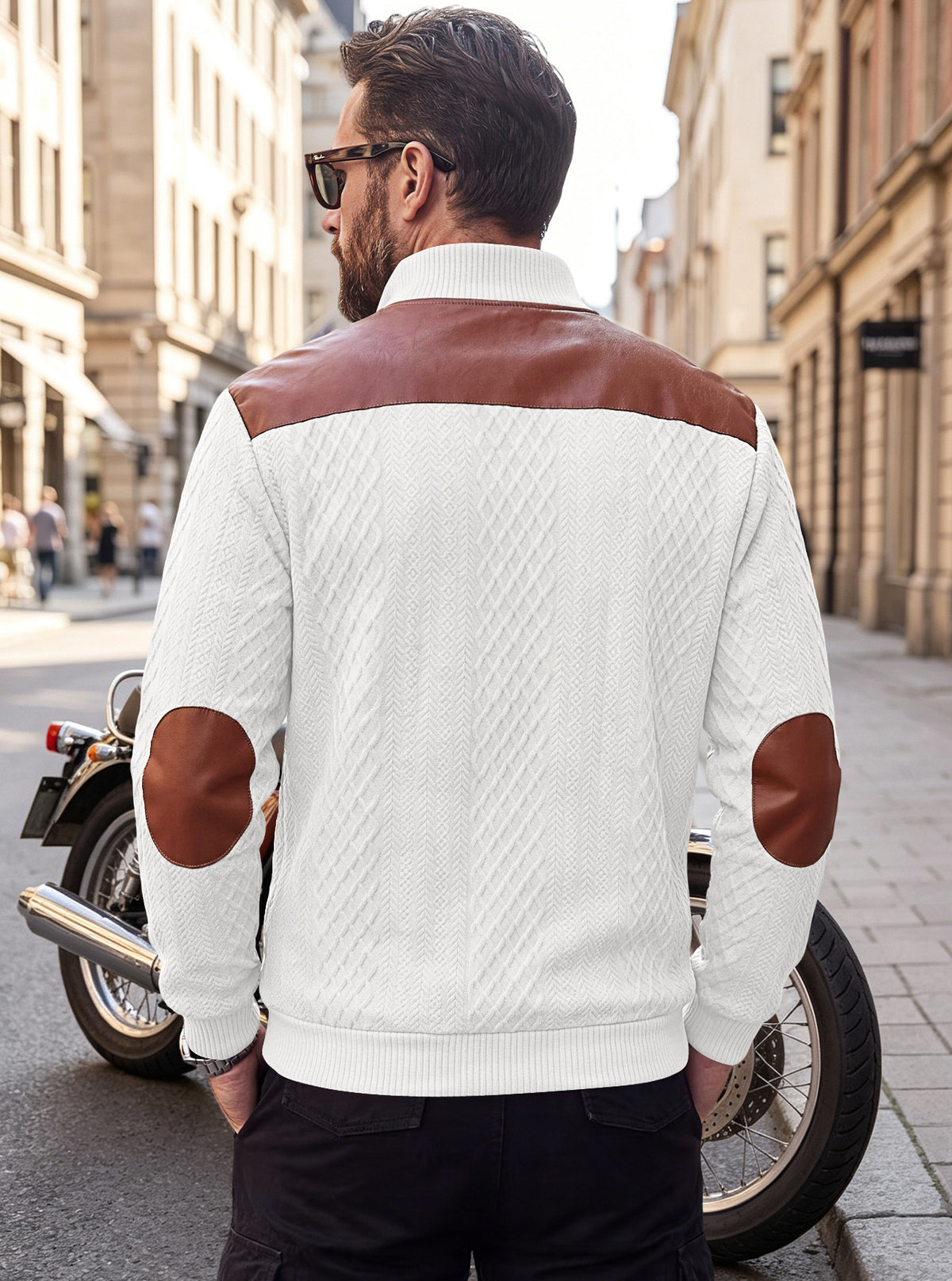 Men's Textured Panel Long-Sleeve Pullover