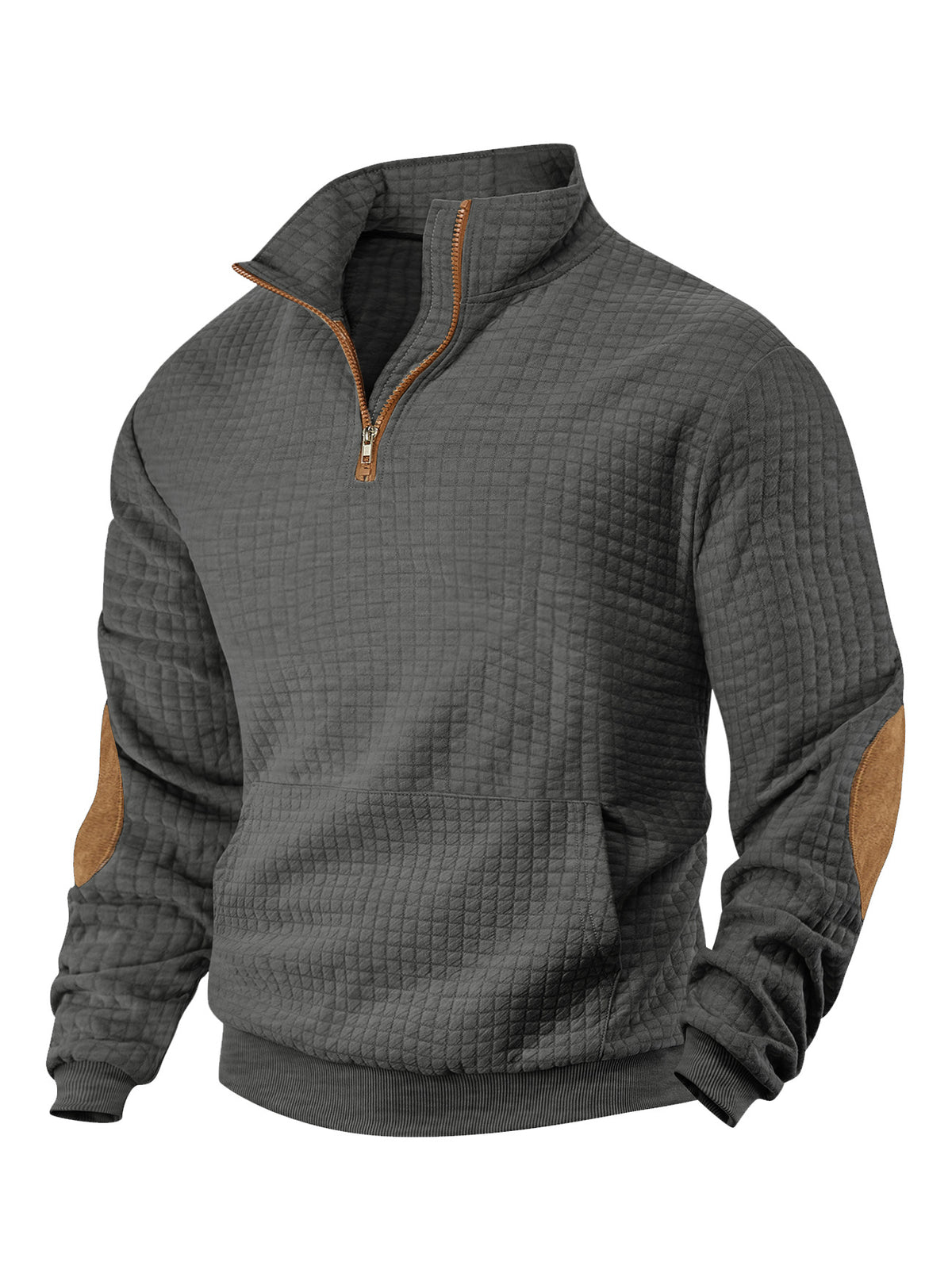 Men's Square-Jacquard Zip-Neck Sweatshirt