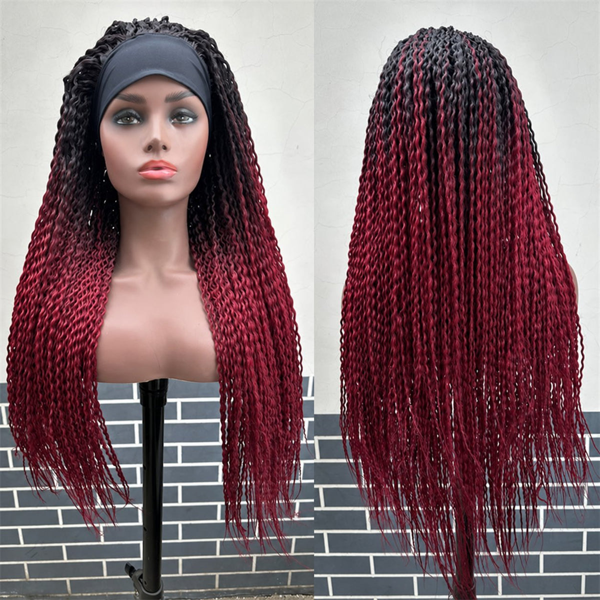 26-Inch Curly Braided Headband Wig