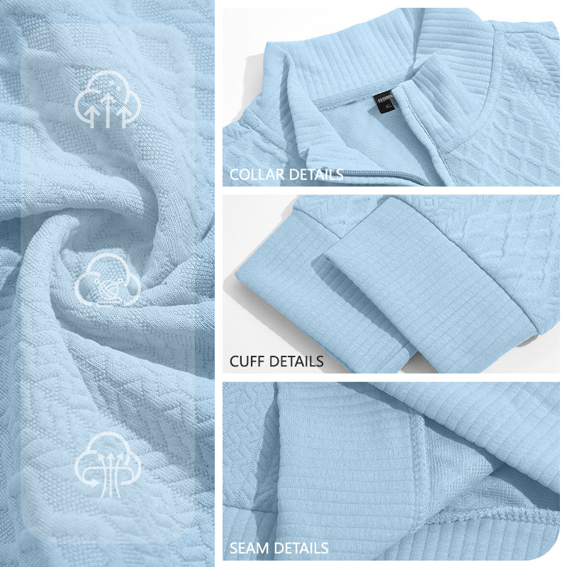 Men's Diamond-Jacquard Zip-Collar Pullover