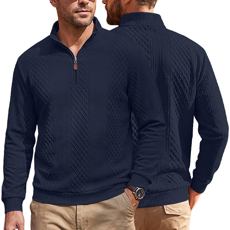 Men's Diamond-Jacquard Zip-Collar Pullover