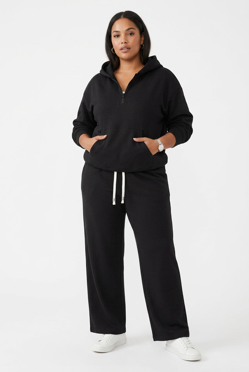 Women's Half-Zip Sweatshirt and Wide-Leg Pants Set