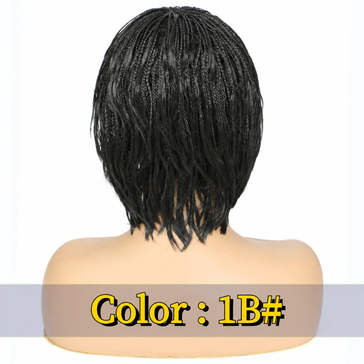 Short Hand-Braided Wig with Stretch Mesh Cap