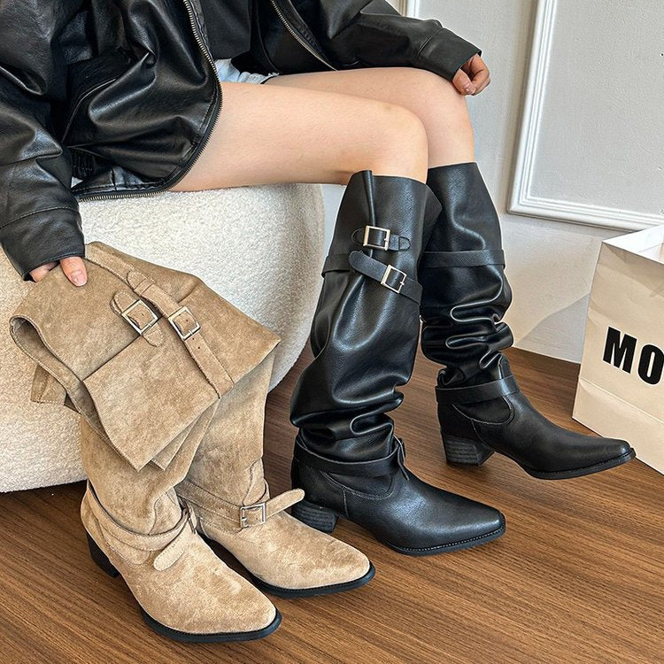 Women's Slouch Block Heel Tall Boots