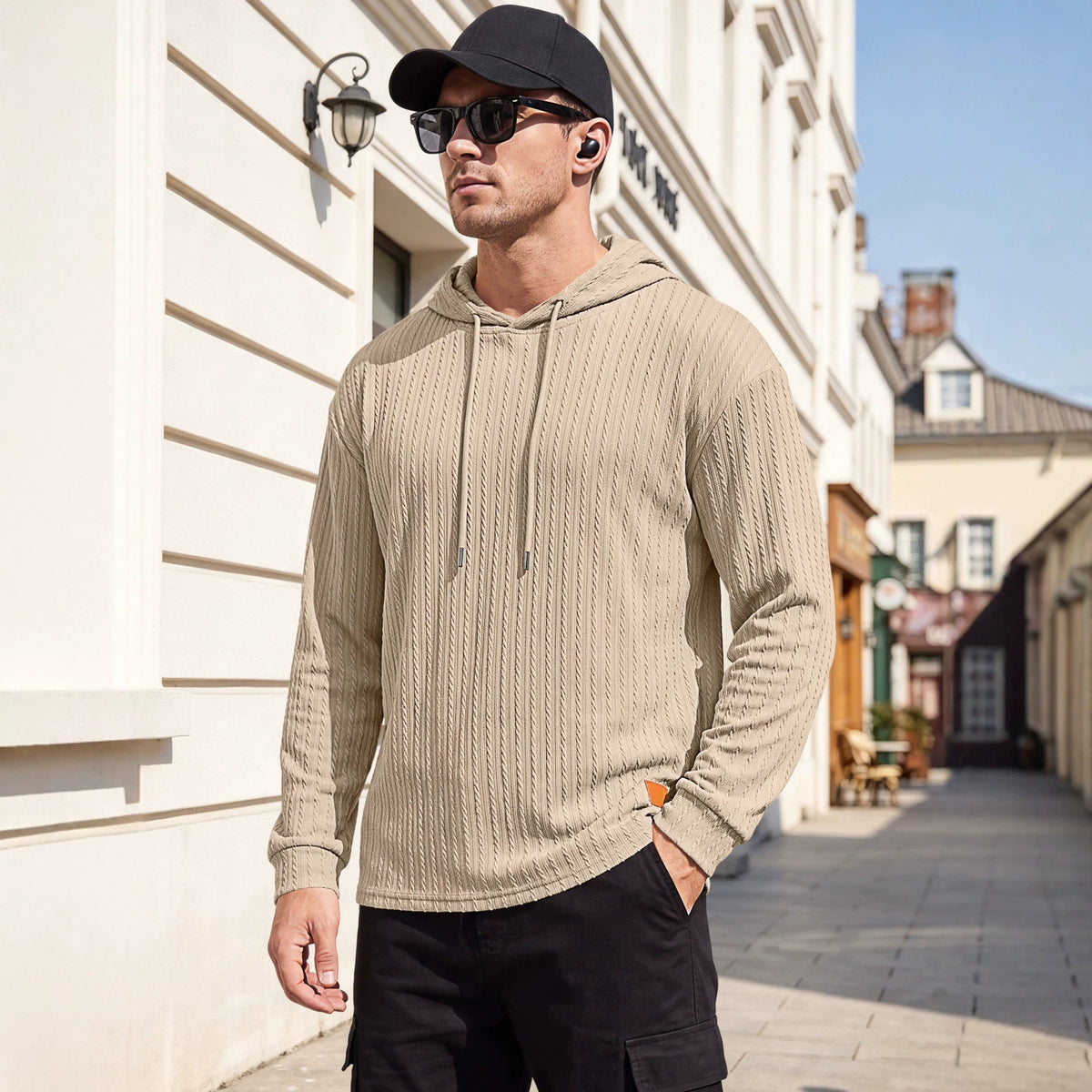 Men's Textured Henley Button-Neck Pullover