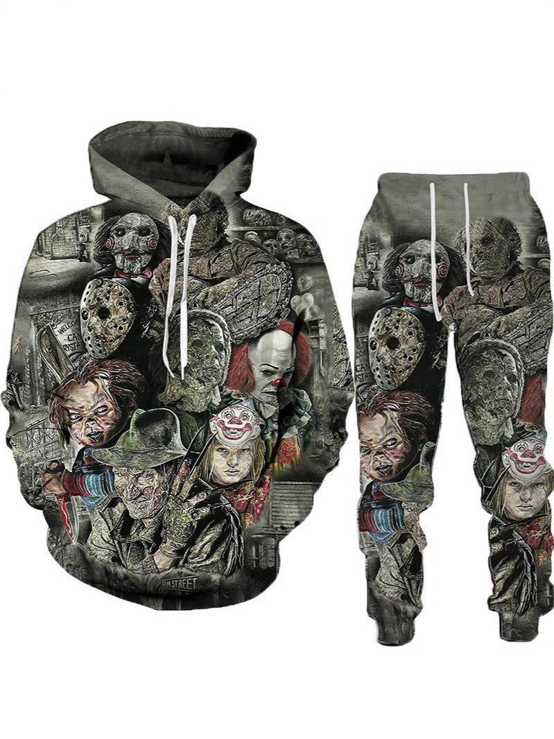 Men's Halloween Graphic Hoodie and Pants Set